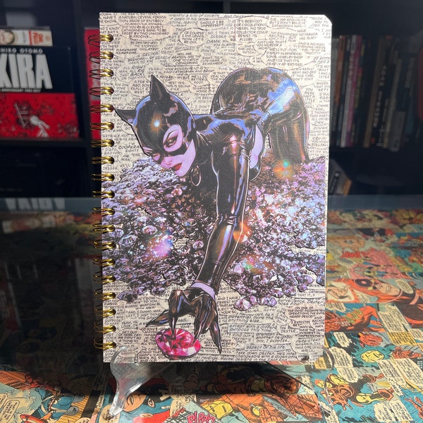 6,5 x 25 cm - couverture Michelle Pfeiffer Catwoman - carnet de croquis - cadeau parfait pour les artistes et les fans de bandes dessinées - oeuvre d'art - pages bristol blanches