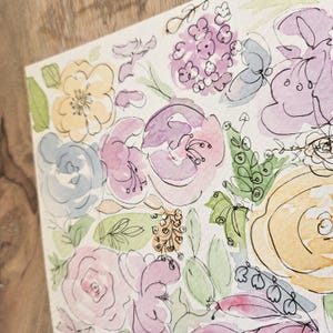 Originele kunst handgeschilderde aquarel boho bloemen handgemaakte verjaardag elke gelegenheid wenskaart muurkunstwerk