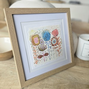 Cartão pintado à mão aquarela flores boho botânico feito à mão aniversário qualquer ocasião cartão de felicitações arte de parede