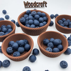 Woodcraft – Resource Baskets Bowl Set / Blueberries Set – Board Game – 3d Printing