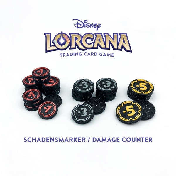Disney Lorcana TCG - Deluxe - Marcadores de daños 3D / Fichas / Monedas / Juego de monedas (30 piezas) - Actualización / Expansión del juego de mesa - Impresión 3D