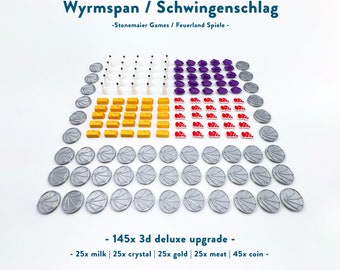 Wyrmspan – Risorse 3D Deluxe + set di aggiornamento monete (145 pezzi)