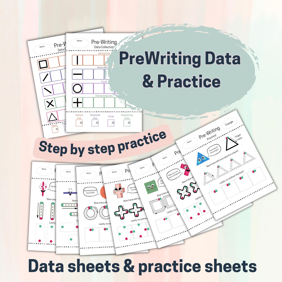 Pre Writing Data Collection & Practice - Etsy