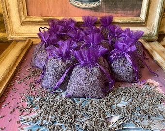 Lot de 6 sachets de lavande faits main | Fleurs séchées biologiques, assainisseur d'armoire