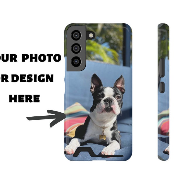 Custom Phone Case With Card Holder, Phone Case with Wallet Custom Photo, Your Own Design on Case with Wallet iPhone 13  Galaxy Personalized