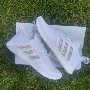 Custom Rhinestone Sneakers Glitter Shoes Jewels Bedazzled Pretty Stripes Sneakers Women Sparkle Sneakers Comfy
