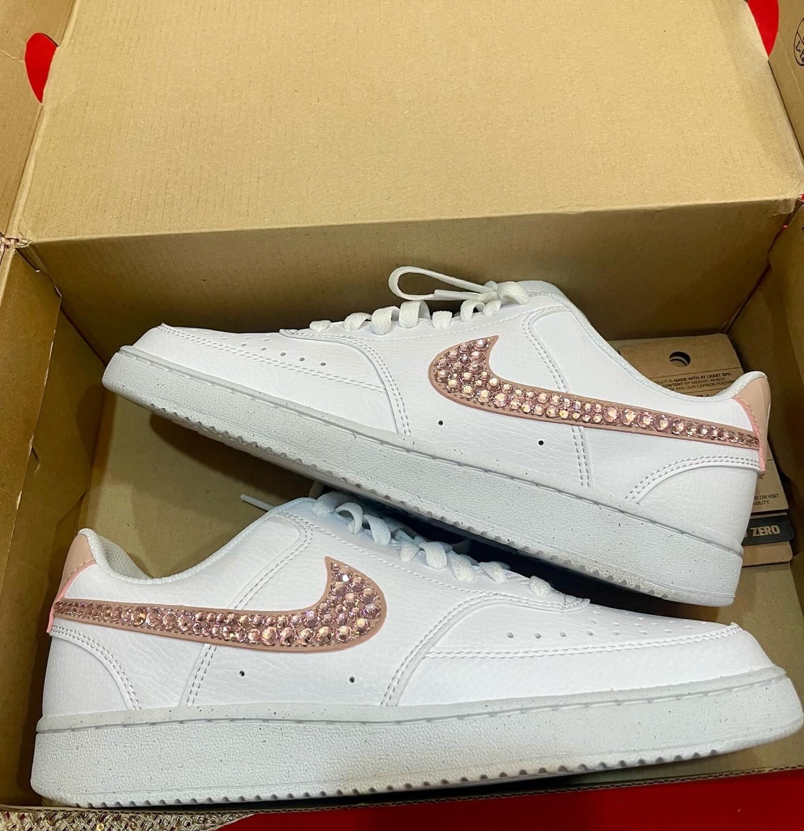 Women's Court Vision Low Sneaker Custom Bling Rhinestone Sneakers -AF1 ...