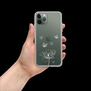 Clear Trendy Butterfly Cute Butterflies Flower Clear Flexible Durable Protective Case for iPhone®