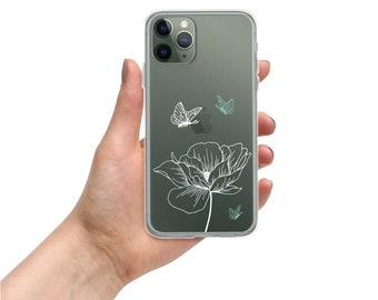 蝶の名前入りiPhoneケース iPhone X/XS XR 7/8 11 12 13 14 Pro Max