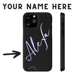 Custom Name Phone Case With Card Holder, iPhone 13 Phone Case with Wallet, Android Phone Case Personalized, Phone Case Card Holder
