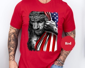 Camiseta de Jesús Camisetas cristianas para él Camiseta cristiana para hombre Regalo cristiano Camisetas bíblicas Camisetas patrióticas para hombre Camiseta cristiana