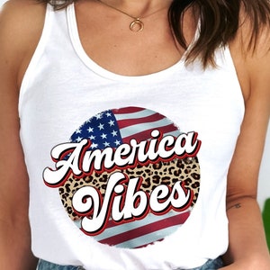 Patriotic Tank Top For 4th of July American Vibes Gift For Her American Flag Tanktop for Fourth of July Shirt for Independance Day Tank Top