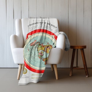 Flat Earth Map Samtplüschdecke, Flat Earther Geschenk, Flat Earth Merch, Flat Earth Geschenke, Flat Earth Map, Gleason Map, der Weltraum ist Fake