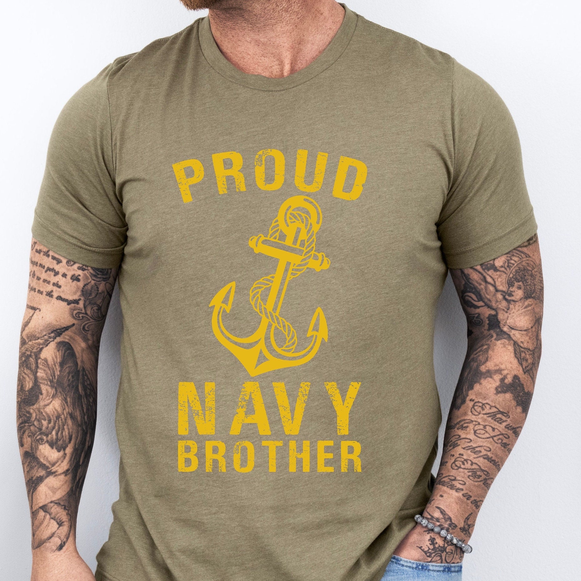 Navy Brother Gift for Navy Brother T-shirt for Proud Navy Brother Shirt for Navy family Gift for family of Navy member Care package