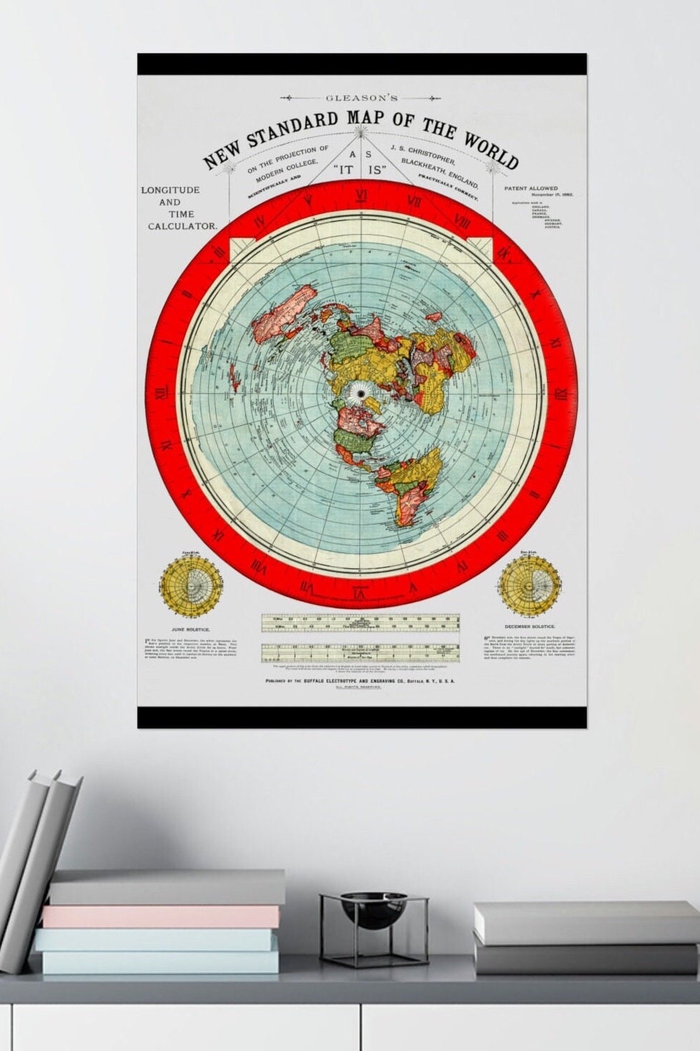 Mappa Della Terra Piatta Del 2025 Incorniciata - Gleason In Bianco - Foto 13