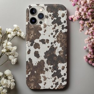 Landelijke koeienhuid stoere telefoonhoes voor cowgirl en cowboy, western rodeo telefoonhoes, rustieke mobiele telefoonhoes, cowboylandcadeau, koeienhuid