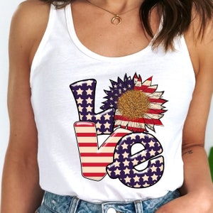 Patriotic Tank Top For 4th of July All American MAMA Gift For Mom American Flag Tanktop for Fourth of July Celebration Top Merica Mo