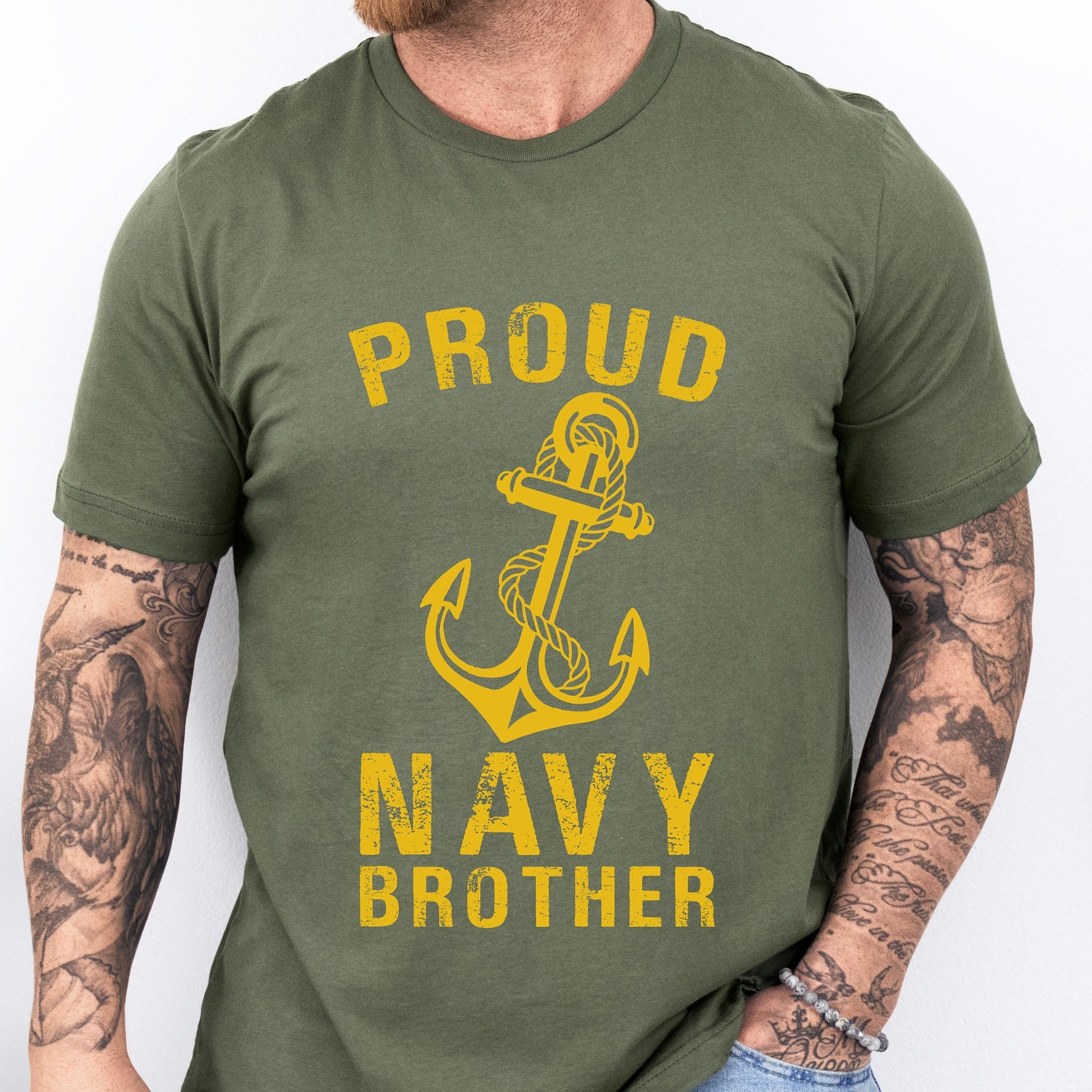 Navy Brother Gift for Navy Brother T-shirt for Proud Navy Brother Shirt for Navy family Gift for family of Navy member Care package