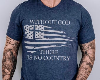 Camiseta cristiana para hombre Dios bendiga a América Camiseta para él Orgullo americano Camiseta Dios es bueno Camiseta Bandera Cruzada Regalo cristiano americano