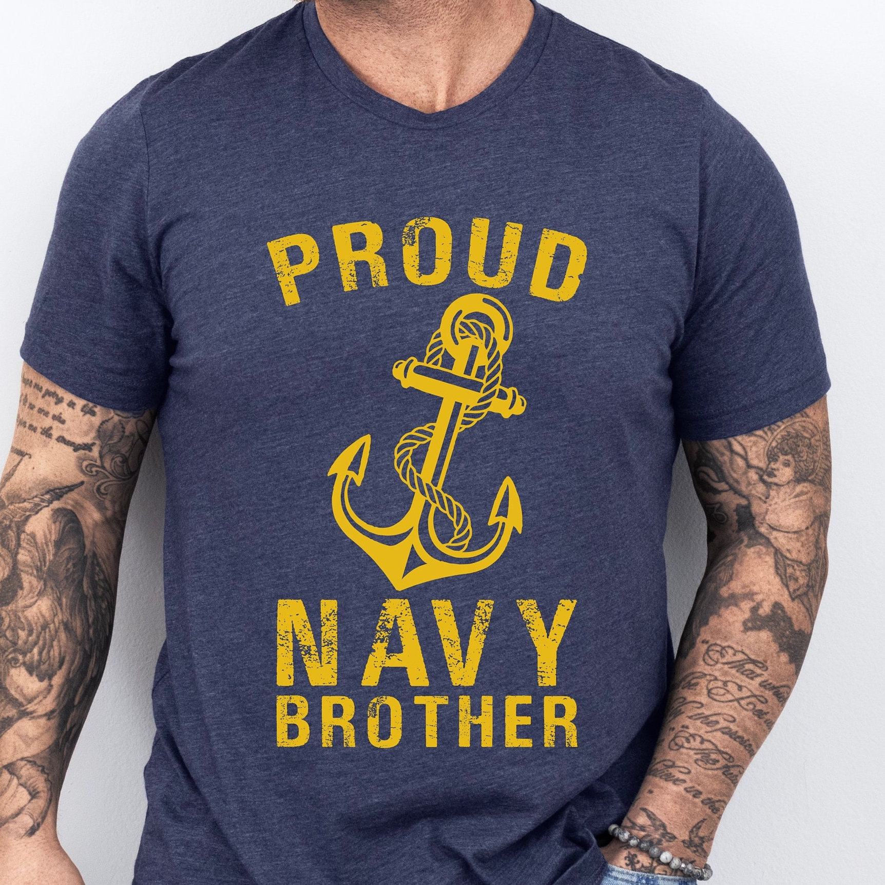 Navy Brother Gift for Navy Brother T-shirt for Proud Navy Brother Shirt for Navy family Gift for family of Navy member Care package