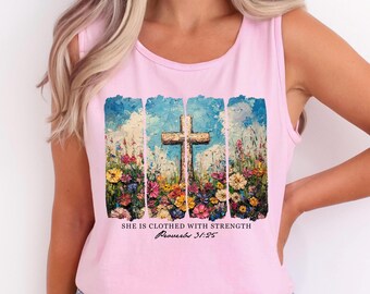 Christian Comfort Colors Boho Tank Top, Christian Tank, Religious Sleeveless Shirt Christian Easter, Faith Inspirational Apparel, Summer