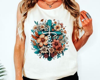 Faith Christian Comfort Colors Tank Top, Religious Summer Sleeveless Shirt, Christian Tank top for her Religious Tank Top Jesus Tank