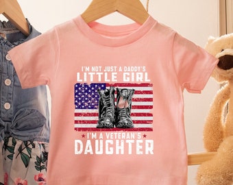 Camiseta infantil para hijas de veteranos, camiseta para familia militar, top patriótico para niños, ropa para bebés hijos de militares, regalo para el Día de los Veteranos.