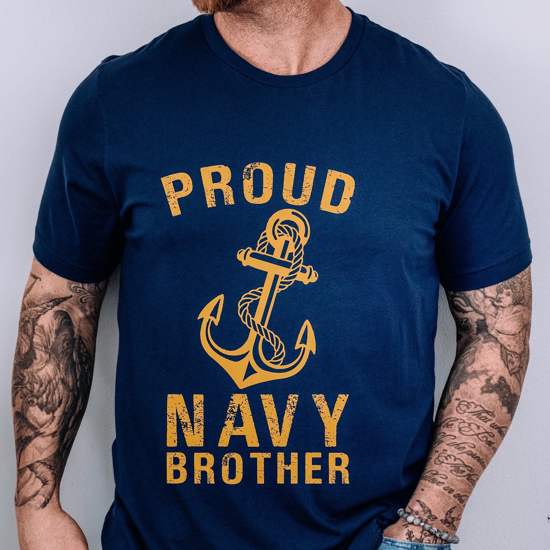 Navy Brother Gift for Navy Brother T-shirt for Proud Navy Brother Shirt for Navy family Gift for family of Navy member Care package