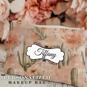 Boho Western Bridesmaid Accessory Pouch, Custom Gift Bag for Wedding Party, Southwest Style Makeup Case, Personalized Travel Organizer,
