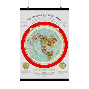 Op de afbeelding: Een vintage platte-aardekaart van de wereld, gedrukt in kleur op een witte achtergrond. De kaart is getiteld "Gleason's New Standard Map of the World" en bevat de tekst "As It Is".