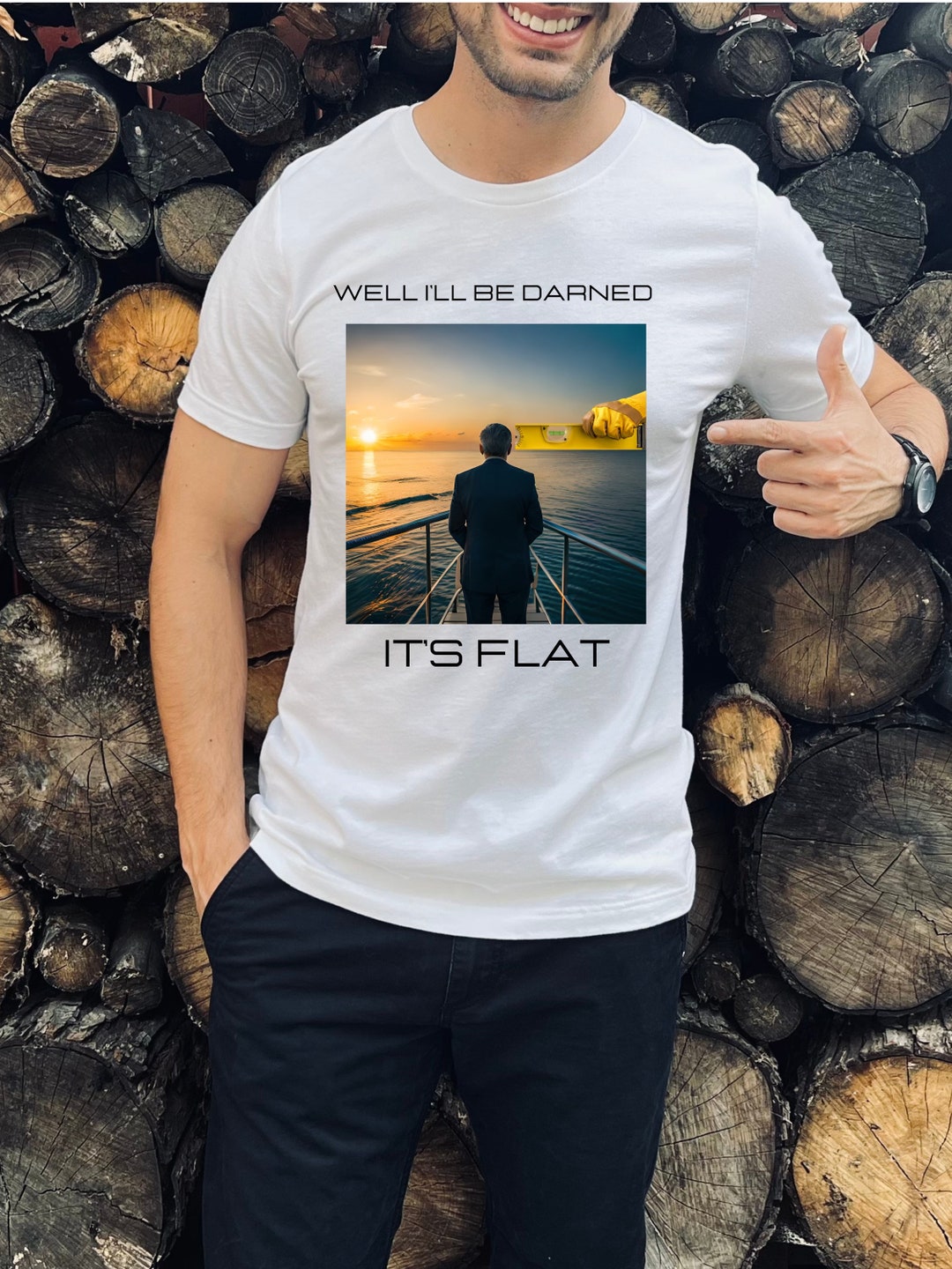 Urban Backwoods T-Shirt Uomo Flat Earth IV - 100% Cotone, Qualità Premium 190g/m², Taglie Forti Fino A 5XL