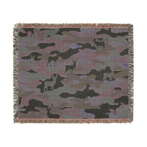 Manta de camuflaje para cabaña / Decoración rústica tejida para cabaña, manta de camuflaje, regalo para él, regalo de caza para papá, regalo para la cueva del hombre imagen 6