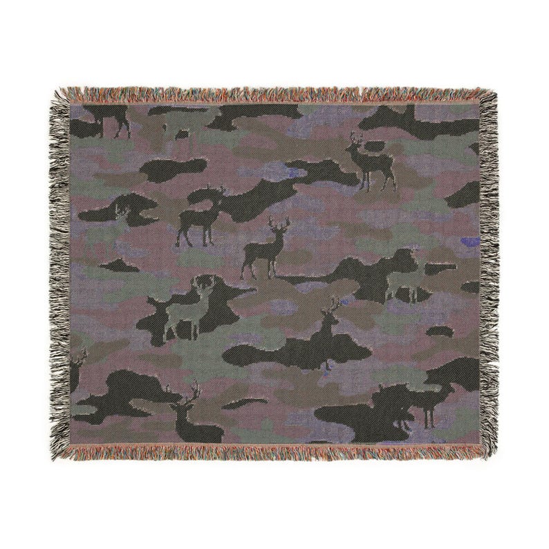 Manta de camuflaje para cabaña / Decoración rústica tejida para cabaña, manta de camuflaje, regalo para él, regalo de caza para papá, regalo para la cueva del hombre imagen 6
