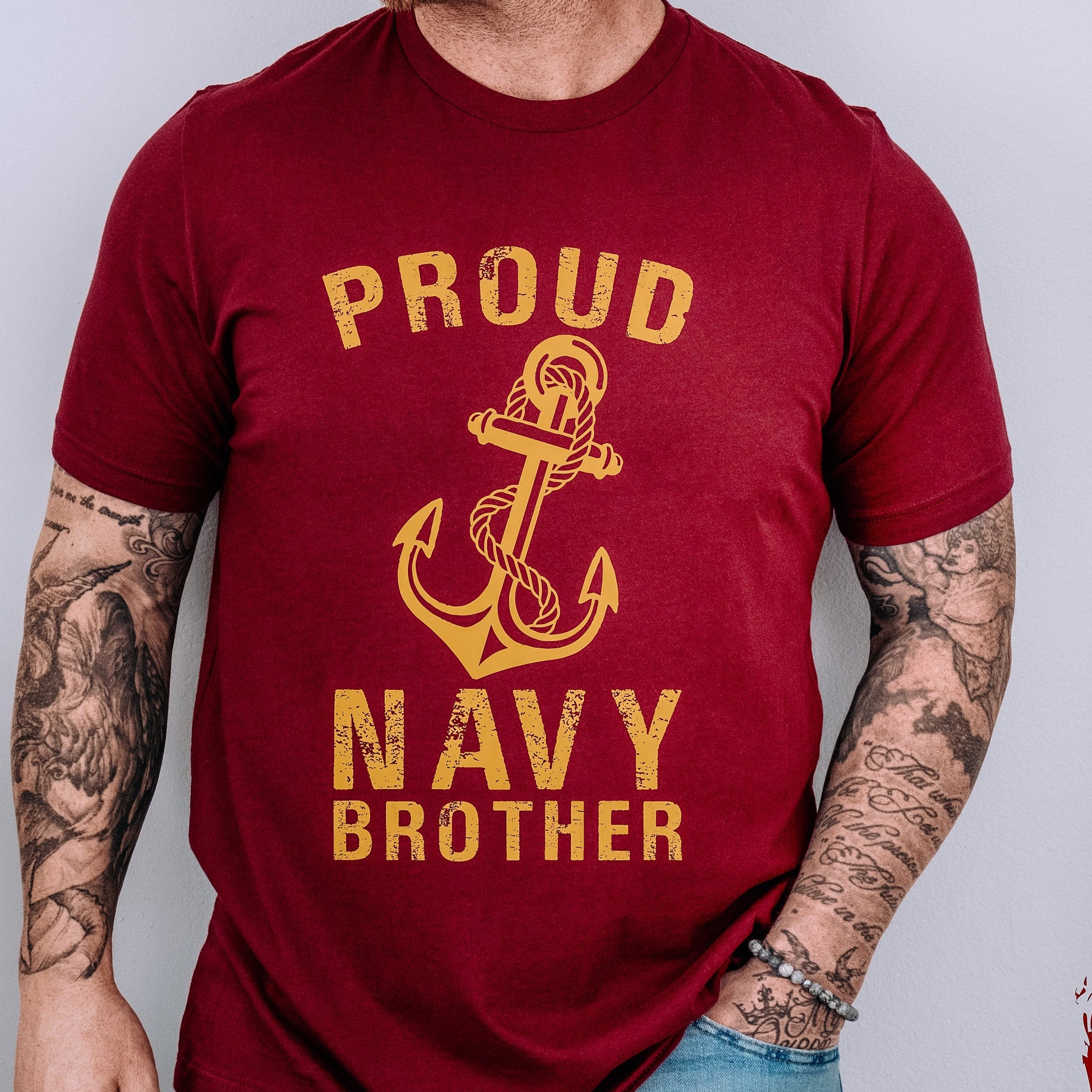 Navy Brother Gift for Navy Brother T-shirt for Proud Navy Brother Shirt for Navy family Gift for family of Navy member Care package