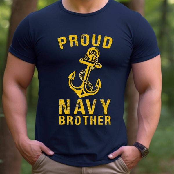 Navy Brother Gift for Navy Brother T-shirt for Proud Navy Brother Shirt for Navy family Gift for family of Navy member Care package