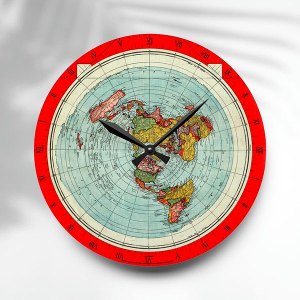 Reloj de pared acrílico de tierra plana, mapa de Gleason, merchandising de tierra plana, regalo de tierra plana, cosmología bíblica, terraplanista, regalo de conspiración, engaño de la NASA