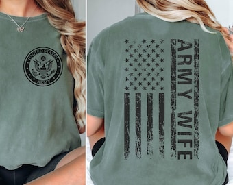 Regalo para esposa de militar, ropa para cónyuge militar, camiseta para la familia militar, camiseta patriótica, ropa para esposa de militar, camiseta para cónyuge de militar