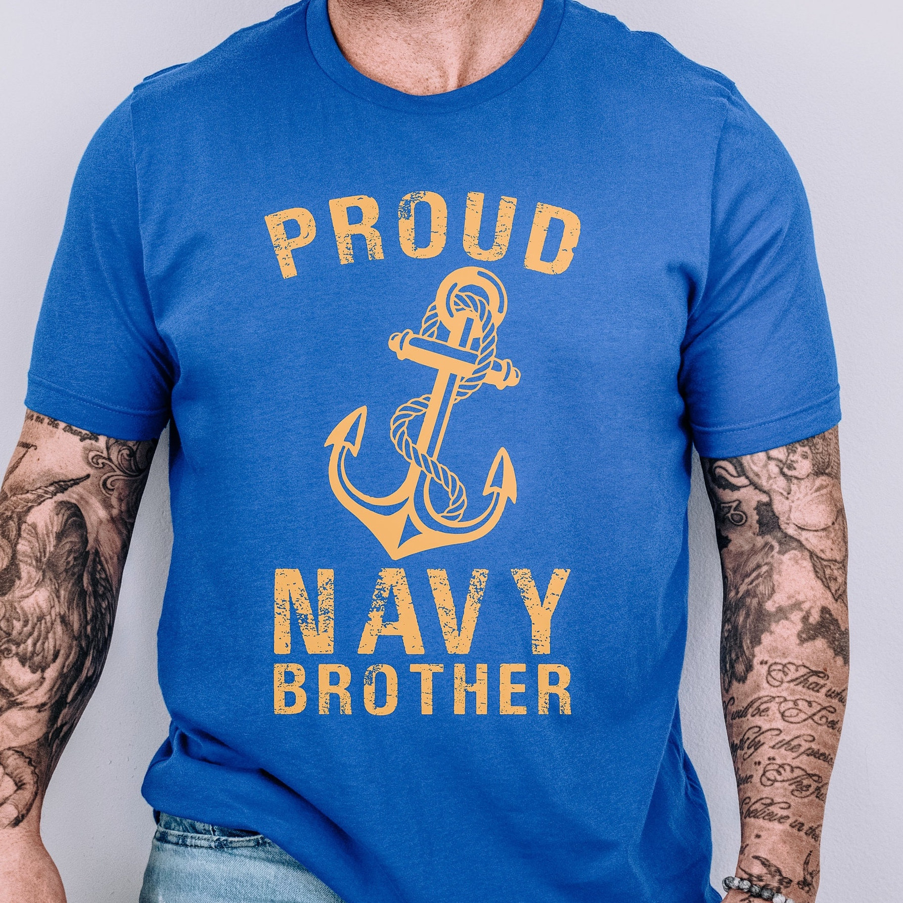 Navy Brother Gift for Navy Brother T-shirt for Proud Navy Brother Shirt for Navy family Gift for family of Navy member Care package