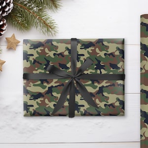 Papier d’emballage cadeau camouflage militaire, emballage cadeau camouflage de l’armée, papier d’emballage Woodland Camo, papier d’emballage camouflage, emballage cadeau Hunter
