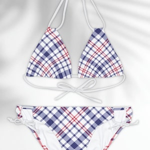 Plaid Bikini American flag Bikini Set, patriotic Bikini Set, Americana Bikini Red White and blue Swimsuit, American Swimsuit Set USA Bikini