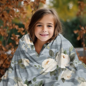 Bloemen camouflagedeken Camouflagedeken Jagerdeken, jachtcadeau voor jager, camouflagecadeau voor haar, vissersdeken buitenshuis vrouwen cadeau