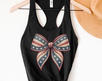 Cute Patriotic Tank Top, 4th of July Shirt, Women's Vintage Sleeveless Tee, American Flag Racerback, Independence Day Clothing