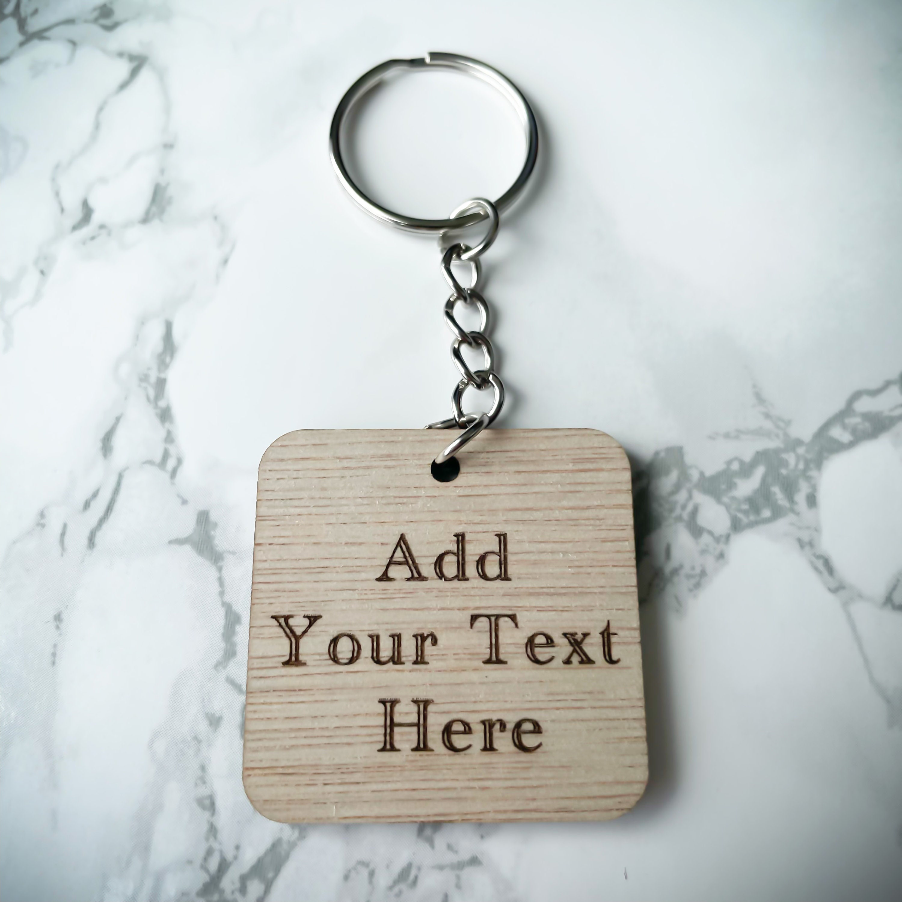 Personalised Wooden Keyring. Multiple Shapes & Fonts. Logos Etsy UK