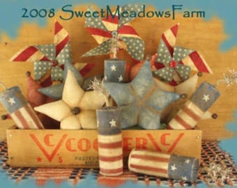 Americana Ornies, Pinwheel, firecracker Primitive E-PATTERN