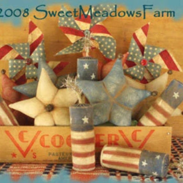 Americana Ornies, Pinwheel, firecracker Primitive E-PATTERN