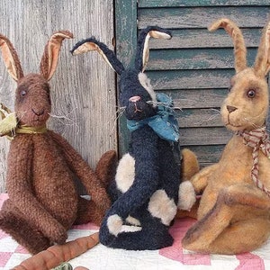 Grungy Bunnies with Carrots E-PATTERN