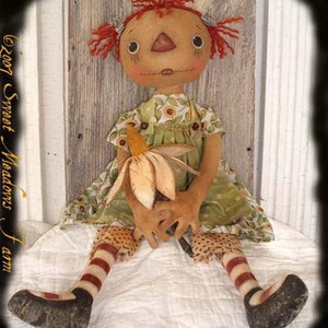 Primitive E-PATTERN Raggedy Doll Posey Ann with Daisy Flower
