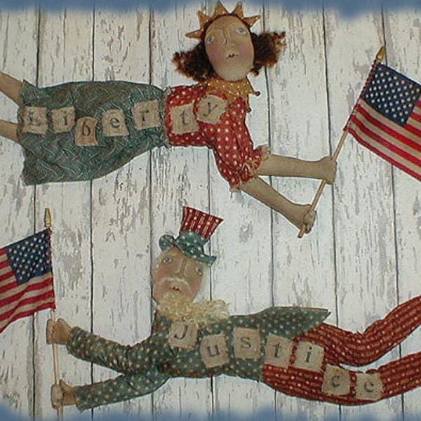 Lady Liberty, Uncle Sam, and Cupid Angel Primitive E-PATTERN