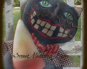 Primitive Cat with GIANT Candy Corn and big Teeth E-PATTERN