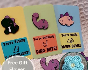 Dinosaur Pun Enamel Pin, Funny Dino Badge Gift